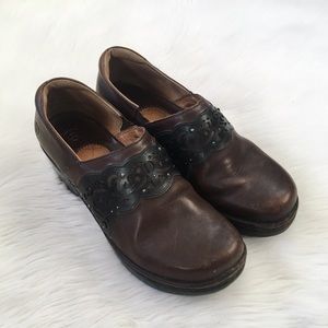 Ariat Brown Leather Laser Cut Clog Shoes